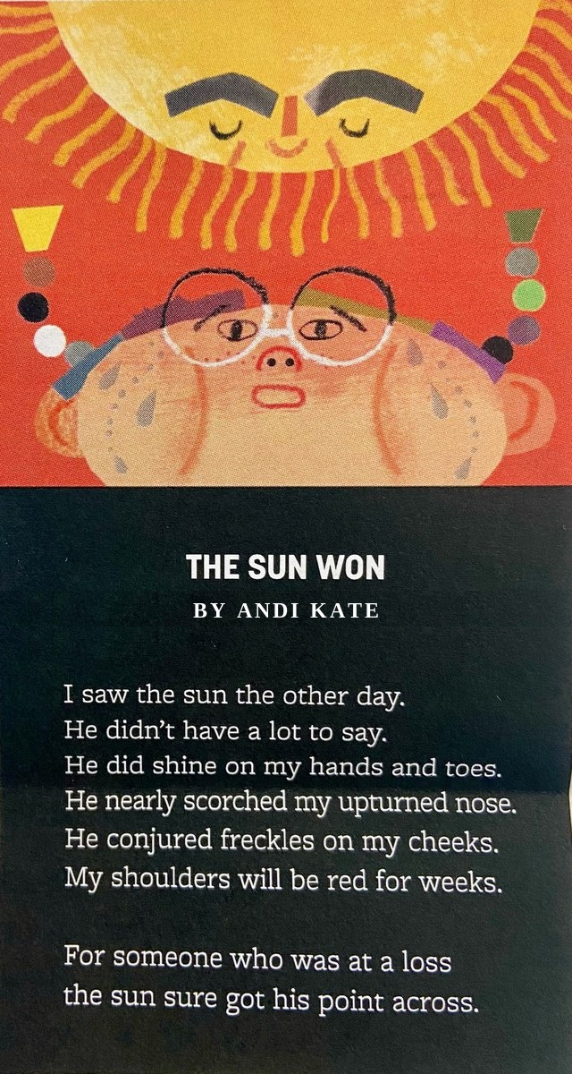 Whirligig Magazine spread featuring Andi Kate's poem, "The Sun Won"